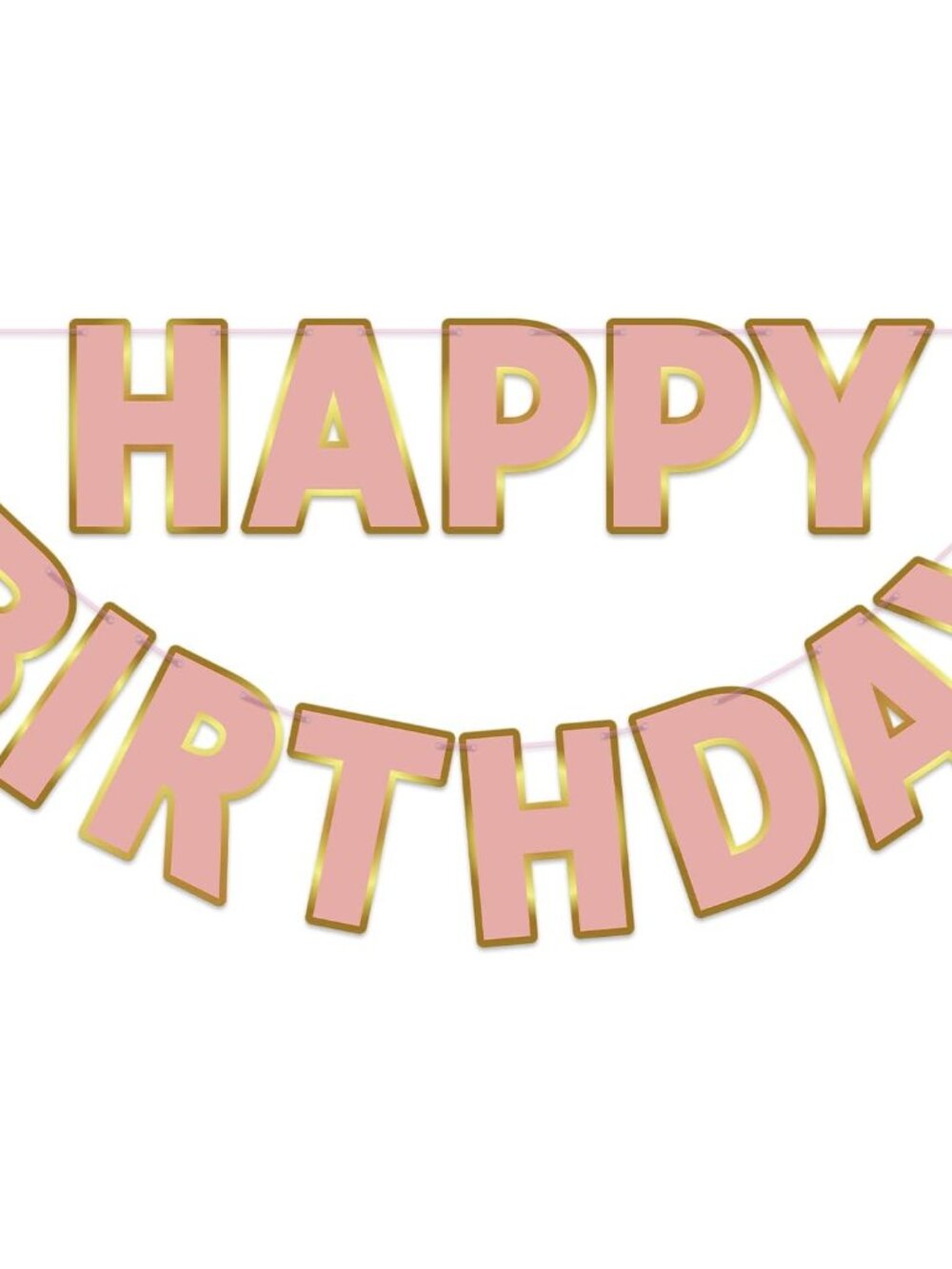 Pre-Strung Happy Birthday Banner - Rose Gold Party Decorations